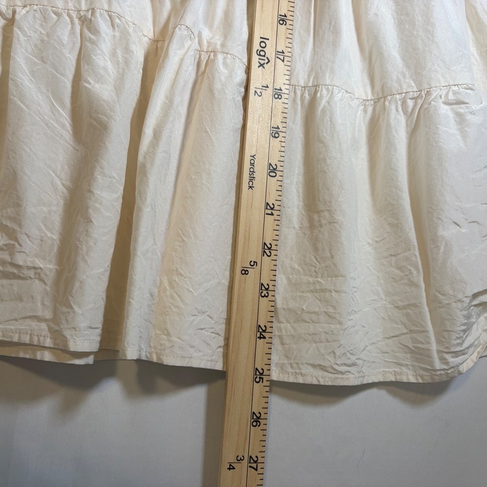 Kate Spade Cream Silk Cotton Tiered Babydoll Blouse Crystal Flower Button K6359 - Picture 11 of 12